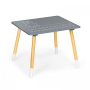 Set de masa cu alfabet si doua scaune in forma de iepuras pentru copii ecotoys wh141 - gri si natur edeediwh141