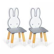Set de masa cu alfabet si doua scaune in forma de iepuras pentru copii ecotoys wh141 - gri si natur edeediwh141