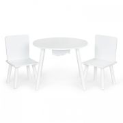 Set de masa cu doua scaune pentru copii si loc de depozitare jucarii ecotoys wh135 - alb edeediwh135