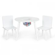 Set de masa cu doua scaune pentru copii si loc de depozitare jucarii ecotoys wh135 - alb edeediwh135