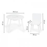 Set de masa cu doua scaune pentru copii si loc de depozitare jucarii ecotoys wh135 - alb edeediwh135