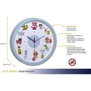 Ceas de perete pentru copii, silentios, cu animale si cifre 3D, TFA Little Animals 60.3051.14