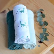 Set 3 Museline Beaba bumbac organic 70x70 cm Jurassic Green ERF3384349203450