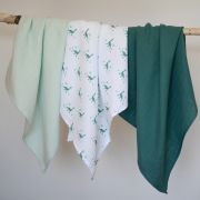 Set 3 Museline Beaba bumbac organic 70x70 cm Jurassic Green ERF3384349203450