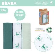 Set 3 Museline Beaba bumbac organic 70x70 cm Jurassic Green ERF3384349203450