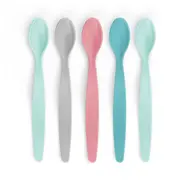 Set 5 lingurite hranire bebelusi, flexibile, cu maner anatomic, 6+ luni, Reer BabySpoon 23022
