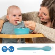 Set 5 lingurite hranire bebelusi, flexibile, cu maner anatomic, 6+ luni, Reer BabySpoon 23022