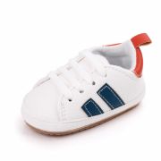 Adidasi albi cu dungi bleumarine si insertie portocalie MDd2547-1-p29