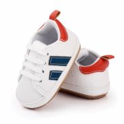 Adidasi albi cu dungi bleumarine si insertie portocalie MDd2547-1-p29