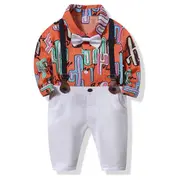 Costum pentru baietei cu papion si body camasuta ADtzb0610-2-H9.12-18 luni (Marimea 21 incaltaminte)