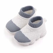 Mocasini albi cu gri tip adidas cu talpa antiderapanta (Marime Disponibila: Marimea 19) MBd2649-3-sa10