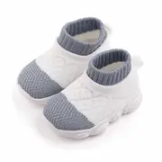 Mocasini albi cu gri tip adidas cu talpa antiderapanta (Marime Disponibila: Marimea 20) MBd2649-3-sa10