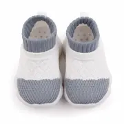 Mocasini albi cu gri tip adidas cu talpa antiderapanta (Marime Disponibila: Marimea 20) MBd2649-3-sa10