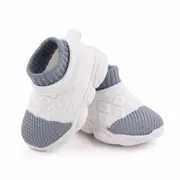 Mocasini albi cu gri tip adidas cu talpa antiderapanta (Marime Disponibila: Marimea 20) MBd2649-3-sa10