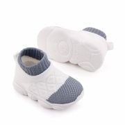 Mocasini albi cu gri tip adidas cu talpa antiderapanta (Marime Disponibila: Marimea 23) MBd2649-3-sa10