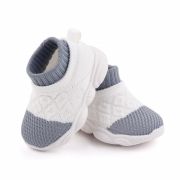 Mocasini albi cu gri tip adidas cu talpa antiderapanta (Marime Disponibila: Marimea 23) MBd2649-3-sa10