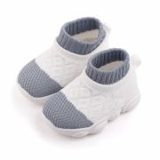 Mocasini albi cu gri tip adidas cu talpa antiderapanta (Marime Disponibila: Marimea 23) MBd2649-3-sa10