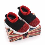 Mocasini tip adidas, negri cu model rosu cu talpa antiderapanta MDd2649-1-sa10.Marimea 22