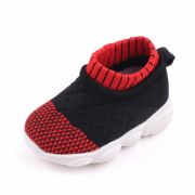 Mocasini tip adidas, negri cu model rosu cu talpa antiderapanta MDd2649-1-sa10.Marimea 23