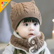 Set maro imblanit caciulita cu fular - Pisicuta MBWHT94-sa3