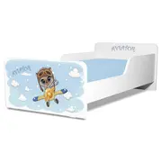 Pat copii Aviator 2-8 ani + saltea 140x70x12 cm SmartNest cu lana + husa impermeabila - PC-PCH-PRO-STR-AVT-70