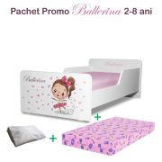 Pachet Promo Patut Fetite Start Balerina destinat copiilor cu varste intre 2 si 8 ani, cu saltea SmartNest cu lana, si husa impermeabila incluse - PC-PCH-PRO-STR-BAL-70