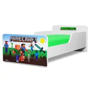 Pat Start Minecraft 2-8 ani + saltea SmartNest cu lana 140x70x12 cm + husa impermeabila - PC-PCH-PRO-STR-MCF-70