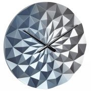 Ceas geometric de precizie, analog, de perete, creat de designer, model DIAMOND, albastru metalic, TFA 60.3063.06