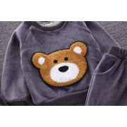 Costum gri captusit cu polar din catifea - Teddy ADOCTSC45-SA10.6-9 luni (Marimea 19 incaltaminte)