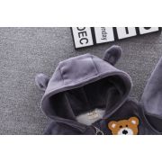 Costum gri captusit cu polar din catifea - Teddy ADOCTSC45-SA10.6-9 luni (Marimea 19 incaltaminte)