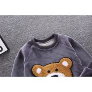 Costum gri captusit cu polar din catifea - Teddy ADOCTSC45-SA10.6-9 luni (Marimea 19 incaltaminte)