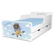 Pat copii Aviator 2-12 ani cu sertar si Saltea cu lana SafeNest PC-P-MK-SRT-AVT-80