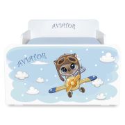 Pat copii Aviator 2-12 ani cu sertar si Saltea cu lana SafeNest PC-P-MK-SRT-AVT-80
