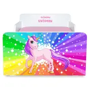 Pachet Promo Pat Start Unicorn fete 2-12 ani cu sertar, saltea si husa impermeabila - PC-P-PR-RUNC-SRT-80