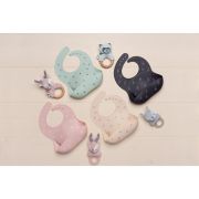 Petite&Mars - Baveta moale Sam, Din silicon, Cu rezervor, Fara BPA, PVC si Ftalati, Dealuri Gri BYN706113
