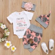 Compleu pentru fetite - Grey flowers MBFSB14-DE.3-6 luni (Marimea 18 incaltaminte)