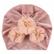 Caciulita tip turban din catifea cu flori aplicate MDx-19068-sa1