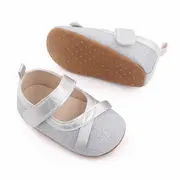 Pantofiori argintii cu fundita LId2665-1-sa31