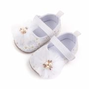 Pantofiori albi cu perlute pentru fetite LID2603-1-sa31.3-6 luni (Marimea 18 incaltaminte)