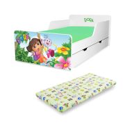 Pat copii Dora 2-12 ani cu sertar si Saltea cu lana SafeNest inclusa - PC-P-MK-TIG-DOR-80