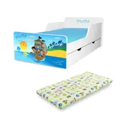 Pat copii Pirati 2-12 ani cu sertar si Saltea cu lana SafeNest inclusa - PC-P-MK-TIG-PIR-80