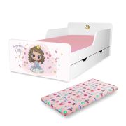 Pat copii Printesa Lilly 2-12 ani cu sertar si Saltea cu lana SafeNest inclusa PC-P-MK-SRT-LIL-80
