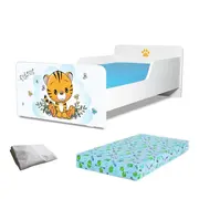 Pat Start Tigrut 2-12 ani + saltea SmartNest cu lana 160x80x12 cm + husa impermeabila - PC-PCH-PRO-STR-TIG-80