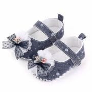 Pantofiori bleumarine cu floricica si fundita LID2522-2-sa31
