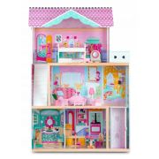 Casuta de papusi din lemn cu 3 etaje, lift si lampa led ricokids rc-829 edeedi7829