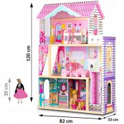 Casuta de papusi din lemn cu 3 etaje, lift si lampa led ricokids rc-829 edeedi7829