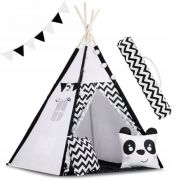 Cort de joaca pentru copii cu ghirlanda,lumini si 2 pernite ricokids 740005, 120 x 120 x 165 cm - panda edeedi740005