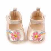 Pantofiori aurii cu floricica brodata ADd2446-1-sa24