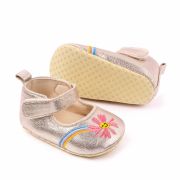 Pantofiori aurii cu floricica brodata ADd2446-1-sa24