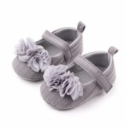 Pantofiori gri cu floricele din tulle aplicate ADd2429-3-sa21